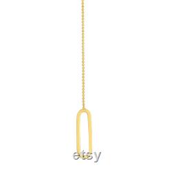 Paperclip Accented Y-Necklace Real 14K Yellow Gold 18