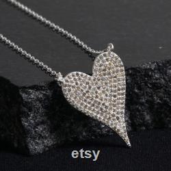 Pave Diamond Heart Shaped Pendant Necklace 925 Silver Fashion Necklace Jewelry PEMJ-1154