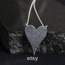 Pave Diamond Heart Shaped Pendant Necklace 925 Silver Fashion Necklace Jewelry PEMJ-1154