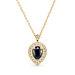 Pear shaped black diamond necklace white or yellow 14K gold, Halo pendant, white diamonds