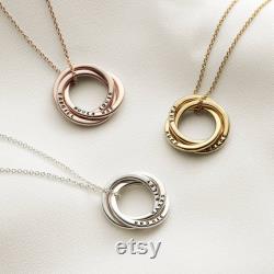 Personalised Russian Ring Necklace family names Sterling Silver necklace Mother's Day gift rings names necklace handmade jewelry