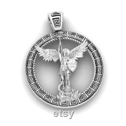 Personalized Archangel Saint Michael Necklace, Solid Silver Archangel Mens Pendant, St Micheal Necklace, St Michael Is Commander Of The Army