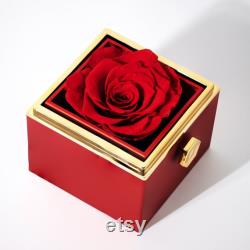 Personalized Heart Necklace with Real Preserved Rose Eternal Rose Box Including Custom Engraved Name Necklace Best Gift for Her