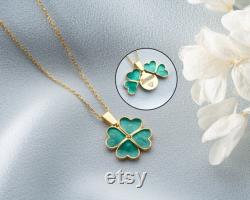 Personalized Hidden Name 4 Leaf Clover Necklace, Custom Secret Message Shamrock Necklace, Good Luck Necklace, Gift For Her, Gift For Luck