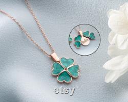 Personalized Hidden Name 4 Leaf Clover Necklace, Custom Secret Message Shamrock Necklace, Good Luck Necklace, Gift For Her, Gift For Luck