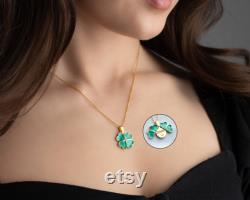 Personalized Hidden Name 4 Leaf Clover Necklace, Custom Secret Message Shamrock Necklace, Good Luck Necklace, Gift For Her, Gift For Luck