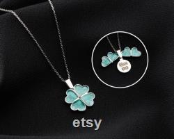 Personalized Hidden Name 4 Leaf Clover Necklace, Custom Secret Message Shamrock Necklace, Good Luck Necklace, Gift For Her, Gift For Luck