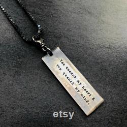 Personalized Men's Custom Quote Necklace, Double Sided Custom Sterling Silver Men's Chain David Necklace