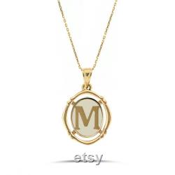 Personalized Necklace 14k Solid Gold Letter Dainty Custom Pendant Gift For Him Minimalist Letter Gift For Her Family Necklace