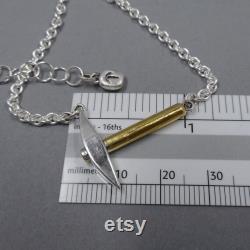 Pickaxe Necklace- Archaeology Jewelry- Sterling Silver and 22k Gold Necklace- Miner Jewellery- Archaeologist Gift- Geologist Rockhound Pendant