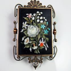 Pietra Dura Brooch Victorian Brooch Antique Brooches Flower Floral Brooches Micro-Mosaic Brooch Jewelry Post Georgian Jewelry Antique Gold