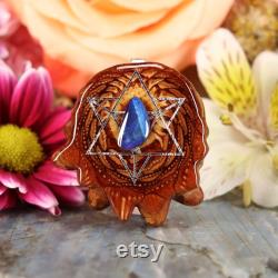 Pinecone Pendant with Australian Blue Opal and Silver Merkaba by Third Eye Pinecones (Medium)