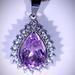 Pink Kunzite Pendant, Pink Kunzite 5.65ct White Gold Finish Solid 925 Sterling Silver Pendant, Natural and Untreated, Pear Shaped, VVSIF,
