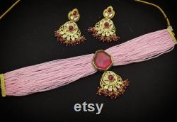 Pink choker set,,,,necklace set,,,,classy set