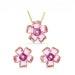 Pink stones florere earrings studs necklace pandent with swarovski crystals luxury highy quality gift feminine floral for her