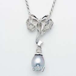 Platinum900 Tahitian Pearl Pendant Necklace 58cm 22.8 , Finest Luster and Rare Bluish Silver, One of a Kind, for Women