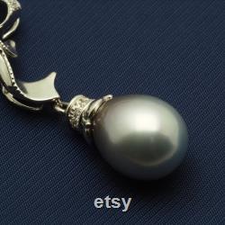 Platinum900 Tahitian Pearl Pendant Necklace 58cm 22.8 , Finest Luster and Rare Bluish Silver, One of a Kind, for Women