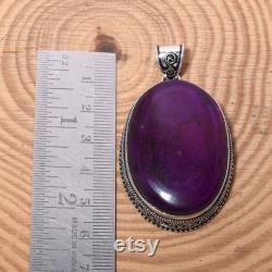 Purple Labradorite Pendant With Silver Chain Necklace 925 Sterling Silver Pendant Necklace Big Size Gemstone Handmade Pendant For Gift