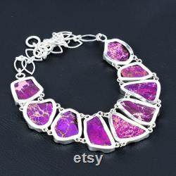 Purple Sea Sediment Jasper Necklace Gemstone Necklace 925 Sterling Silver Necklace Handmade Adjustable Chain Necklace Women's Special Gift