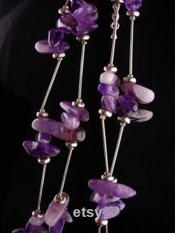 Purple Vintage Hippie jewelry Dramatic Amethyst Necklace Tribal necklace 6th Wedding anniversary february birthstone 25