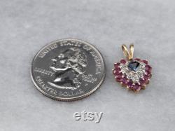 RESERVED Layaway Sapphire Diamond and Ruby Pendant, Sapphire Heart Pendant, Heart Jewelry, Anniversary Gift, Valentines Day 7MZZV56P