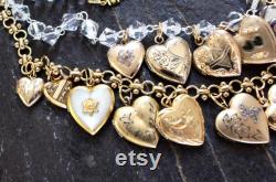 RESERVED for SW installments Huge Family tree photo loaded heart locket assemblage necklace vintage antique heart statement stunning double