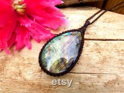 Rainbow Labradorite gemstone necklace, teardrop gemstone necklace, statement jewelry, christmas gift ideas for her, for mom, wife gift dea