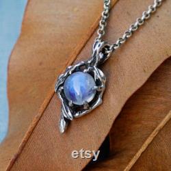 Rainbow Moonstone Pendant Louise Moonstone necklace vintage Silver necklace for women Gemstone necklace Boho women s necklace