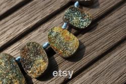 Rainbow Pyrite freeform beads 10.5-23.5mm (ETB00810) Rare gemstones exotic Russian Unique jewelry Vintage jewelry Gemstone necklace