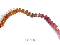 Rainbow Tourmaline Gemstone Necklace, Knotted Beaded Choker, Boho Chic Colorful Ombré