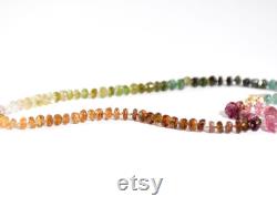 Rainbow Tourmaline Gemstone Necklace, Knotted Beaded Choker, Boho Chic Colorful Ombré