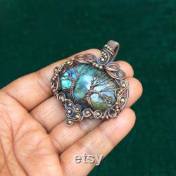 Rare Designer Two Tree Handmade Pendant, Labradorite Gemstone Copper Wire Wrap Pendant Jewelry, Use For Necklace, Gift For Him