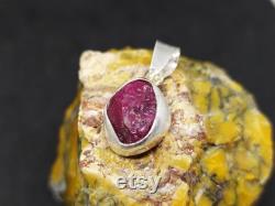 Raw Gemstone Ruby Pendant Silver , Necklace Silver Ruby Pendant , Raw Gemstone Pendant Silver Gold Over Mother Gifts,