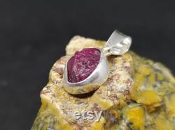 Raw Gemstone Ruby Pendant Silver , Necklace Silver Ruby Pendant , Raw Gemstone Pendant Silver Gold Over Mother Gifts,