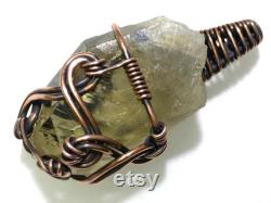 Raw Unheated Citrine Pendant Healing Crystal Rough Uncut Untreated Lemon Quartz Gemstone Wire-Wrapped with Rustic Antiqued Copper OOAK