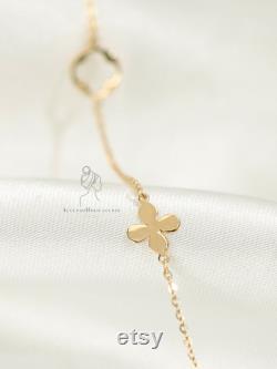 Ready to Ship 14K Solid Gold Clover Necklace, Real Gold Dainty Clover Necklace, Four Leaf Clover Necklace, Mother's Day gift