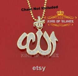 Real 0.25ct Diamond Sterling Silver ALLAH Charm Necklace Pendant in Yellow