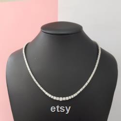Real Diamond Graduated Tennis Necklace 10.00 ct 14k White Gold D VVS2 For her for him Certified Appraised Round cut Natural