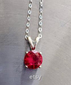 Real Ruby Pendant 8mm 2ct Pigeon Blood Red Ruby Pendant Necklace Silver Or Solid Gold Brilliant Cut Birthday Gift Anniversary Gift For Her
