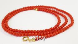 Red Coral Gold 18kt Necklace 1st Quality Mediterranean Collier Corail Rouge Korallenkette Koraal Natural Genuine Not Dyed Certificate