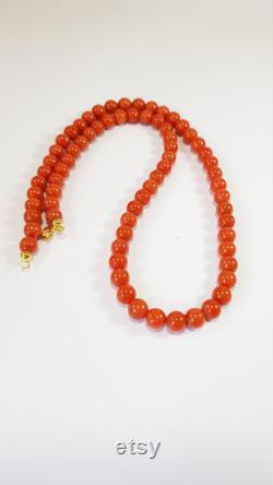 Red Coral Gold 18kt Necklace 1st Quality Mediterranean Collier Corail Rouge Korallenkette Koraal Natural Genuine Not Dyed Certificate
