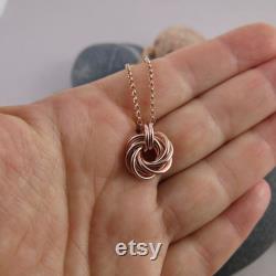 Rose Gold Knot Necklace Endless Love Knot in 14K Rose Gold Fill with Rolo Chain