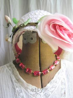 Rose pink Anna Wintour style collet statement Necklace, Georgian Inspired, rose pink, bridal necklace, georgian collet.Walter Mercado