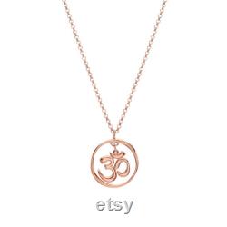 Round Yoga Pendant Necklace in 14Kt Rose Gold with the Om Symbol