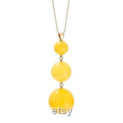 Royal Amber and Gold Pendant 3 Balls Beats Yellow Honey Natural Amber 14-carat gold White Amber Pendant Baltic Amber