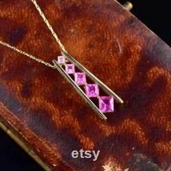 Ruby Journey Pendant Necklace, 10K Gold Ruby Journey Pendant Necklace, Wedding Anniversary Gift, Vintage Jewelry