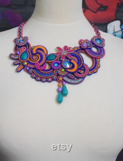 SALE 20 Colorful soutache necklace