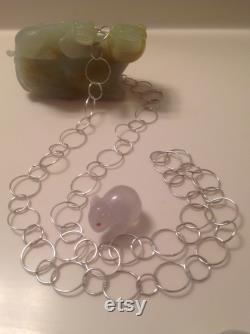 SALE Long Fine Silver Chain Handcrafted Open Circle Chain Link 38 .999 Pure Silver Necklace Long Necklace Gift for Her