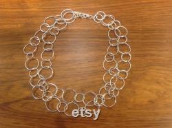 SALE Long Fine Silver Chain Handcrafted Open Circle Chain Link 38 .999 Pure Silver Necklace Long Necklace Gift for Her