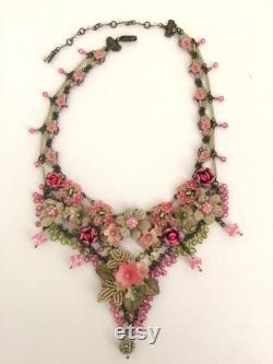 SPRING BLOOMS Handbeaded Statement Necklace by Designer Colleen Toland